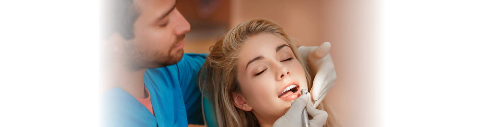 Dentist woman teeth whitening dental clinic